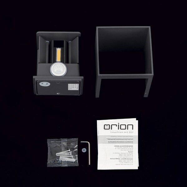 ORION Lampa zewnętrzna z czujnikiem ruchu Cube-S, aluminiowy / szary / cynkowy, aluminium, nowoczesny