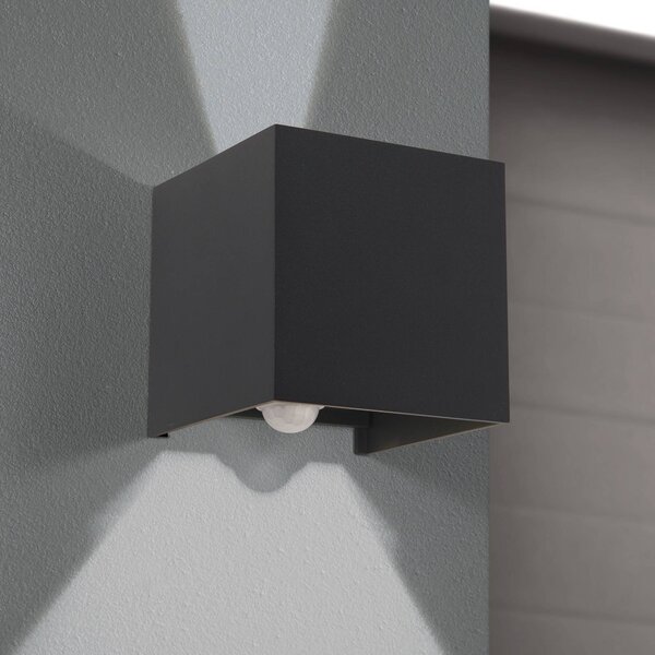 ORION Lampa zewnętrzna z czujnikiem ruchu Cube-S, aluminiowy / szary / cynkowy, aluminium, nowoczesny