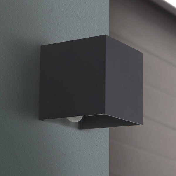 ORION Lampa zewnętrzna z czujnikiem ruchu Cube-S, aluminiowy / szary / cynkowy, aluminium, nowoczesny