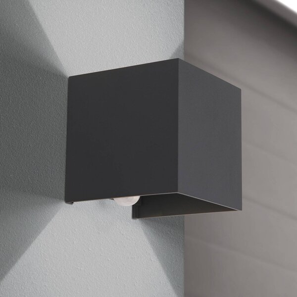 ORION Lampa zewnętrzna z czujnikiem ruchu Cube-S, aluminiowy / szary / cynkowy, aluminium, nowoczesny