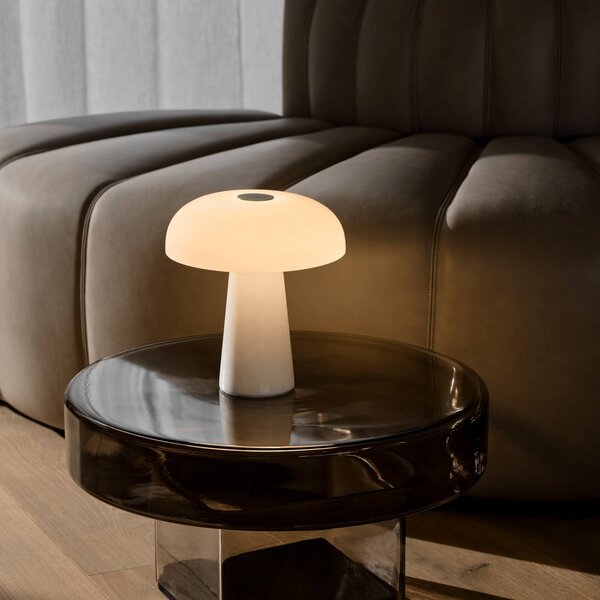 DFTP by Nordlux Lampa stołowa LED Glossy mini, możliwość ściemniania, biały / opal, salon / jadalnia, kamień, nowoczesny