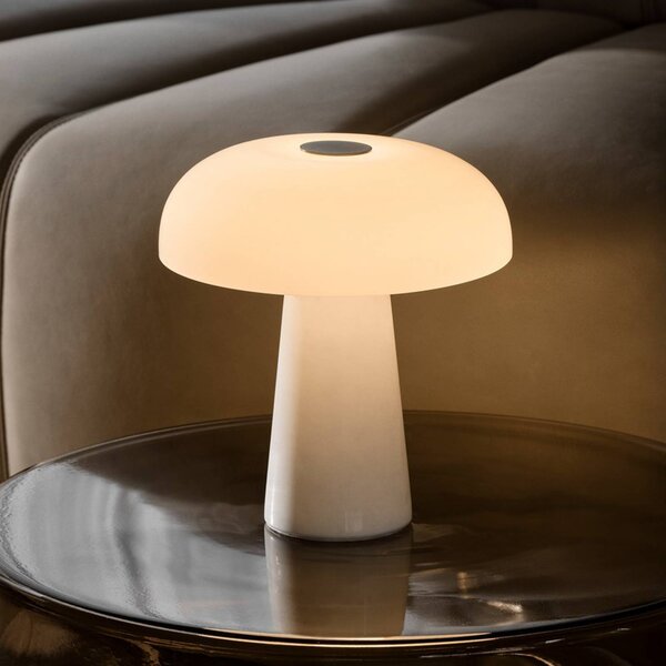 DFTP by Nordlux Lampa stołowa LED Glossy mini, możliwość ściemniania, biały / opal, salon / jadalnia, kamień, nowoczesny