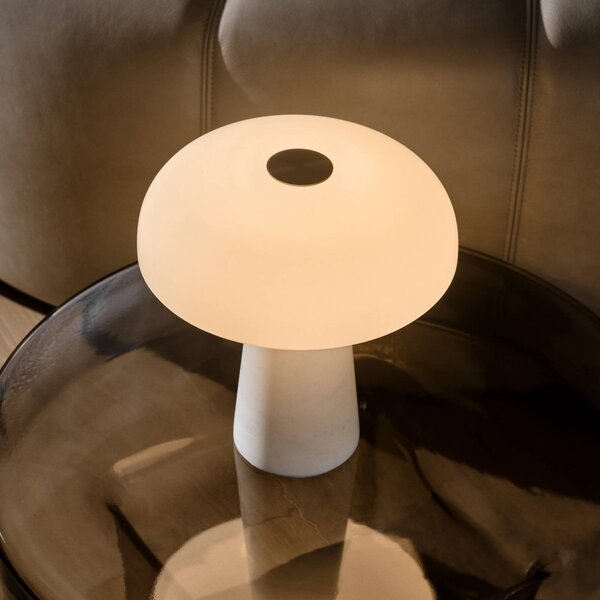 DFTP by Nordlux Lampa stołowa LED Glossy mini, możliwość ściemniania, biały / opal, salon / jadalnia, kamień, nowoczesny