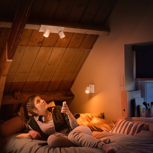 Philips Hue spot LED Runner, 2-punktowa wersja, ściemniacz, biały możliwość ściemniania, biały / opal, salon / jadalnia, aluminium, nowoczesny
