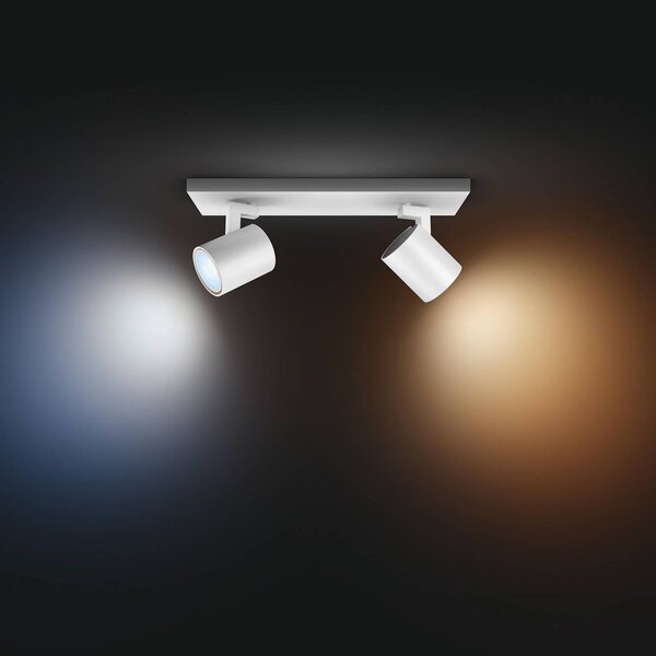 Philips Hue spot LED Runner, 2-punktowa wersja, ściemniacz, biały możliwość ściemniania, biały / opal, salon / jadalnia, aluminium, nowoczesny