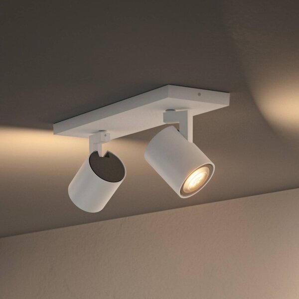 Philips Hue spot LED Runner, 2-punktowa wersja, ściemniacz, biały możliwość ściemniania, biały / opal, salon / jadalnia, aluminium, nowoczesny