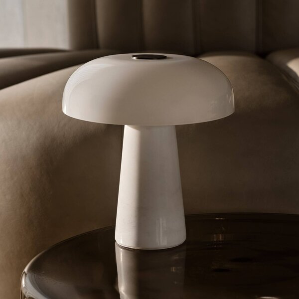 DFTP by Nordlux Lampa stołowa LED Glossy mini, możliwość ściemniania, biały / opal, salon / jadalnia, kamień, nowoczesny