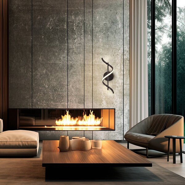 Schuller Valencia Kinkiet Boa, czarny, przedpokój, aluminium, nowoczesny