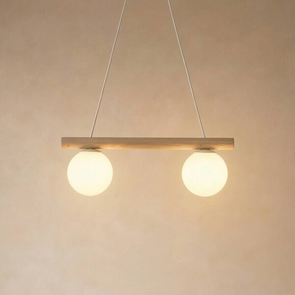 Lampa wisząca Woodstock HELAM, możliwość ściemniania, jasne drewno, salon / jadalnia, drewno, dworkowy / rustykalny