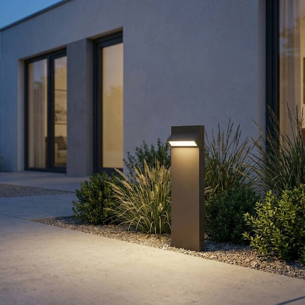Słupek oświetleniowy LED Vonar Arcchio, aluminiowy / szary / cynkowy, aluminium, nowoczesny