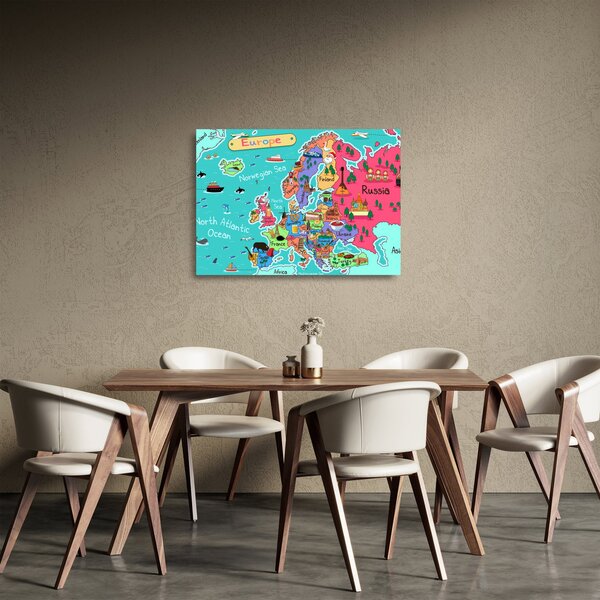 Obraz na szkle - Dziecięca mapa Europy (70x50 cm)