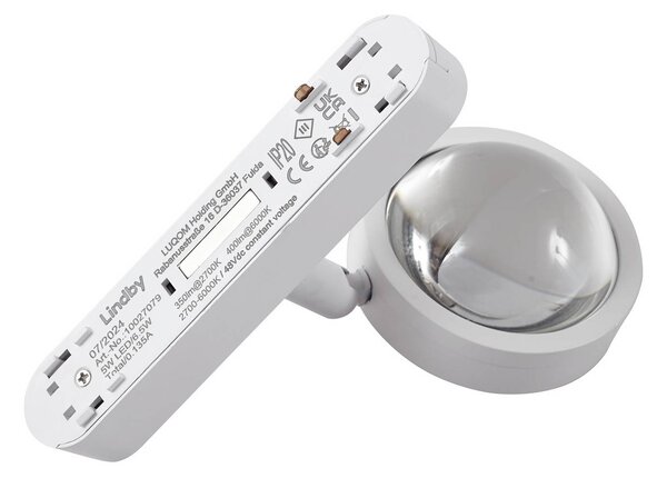 System szynowy 48 V Lumaro, spoty, 5-punktowe, białe, Ø7cm, ściemniane Lumaro 48V Lindby, możliwość ściemniania, biały / opal, salon / jadalnia, aluminium, nowoczesny