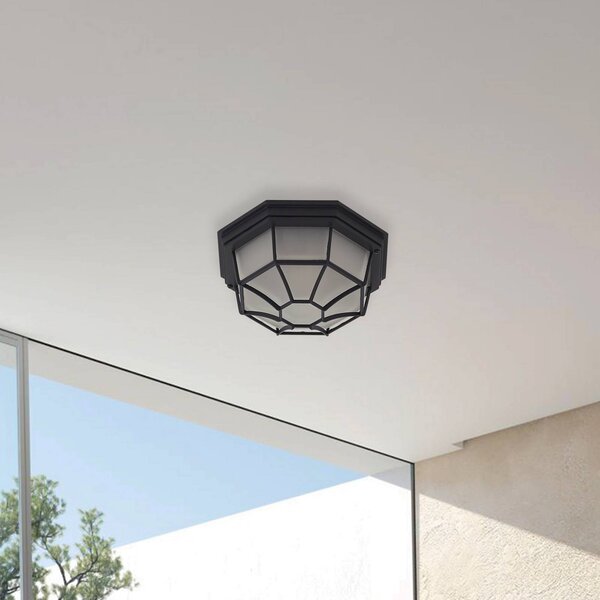 Lindby Lampa sufitowa zewnętrzna Idril, antracyt, metal, Ø 26,5 cm Idril Lindby, możliwość ściemniania, czarny, aluminium, nowoczesny