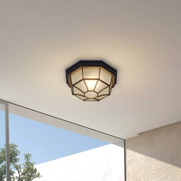 Lindby Lampa sufitowa zewnętrzna Idril, antracyt, metal, Ø 26,5 cm Idril Lindby, możliwość ściemniania, czarny, aluminium, nowoczesny
