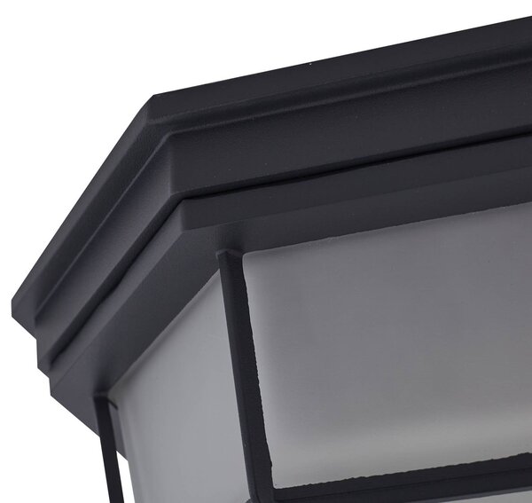 Lindby Lampa sufitowa zewnętrzna Idril, antracyt, metal, Ø 26,5 cm Idril Lindby, możliwość ściemniania, czarny, aluminium, nowoczesny