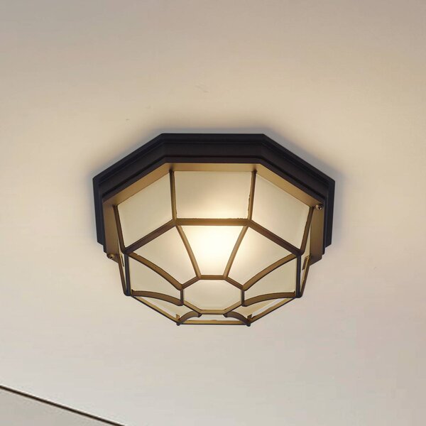 Lindby Lampa sufitowa zewnętrzna Idril, antracyt, metal, Ø 26,5 cm Idril Lindby, możliwość ściemniania, czarny, aluminium, nowoczesny