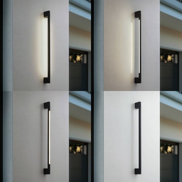 Kinkiet zewnętrzny LED Neano Lindby, czarny, aluminium, nowoczesny