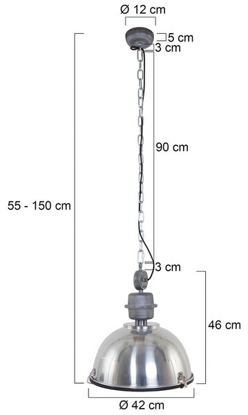 Steinhauer Lampa wisząca Bikkel, możliwość ściemniania, aluminiowy / szary / cynkowy, kuchnia, metal, industrialny