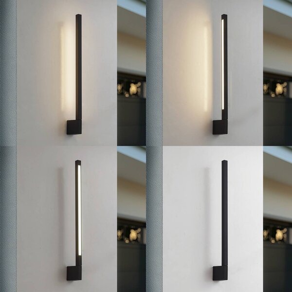 Kinkiet zewnętrzny LED Neano Lindby, czarny, aluminium, nowoczesny
