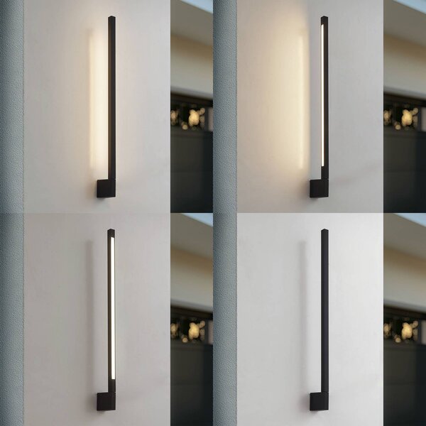 Kinkiet zewnętrzny LED Neano Lindby, czarny, aluminium, nowoczesny