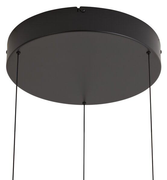 Nowoczesna lampa wisząca czarna z nadrukiem drewna orzechowego z wbudowanym LED 3-stopniowo ściemnialna Easylift - Drew
