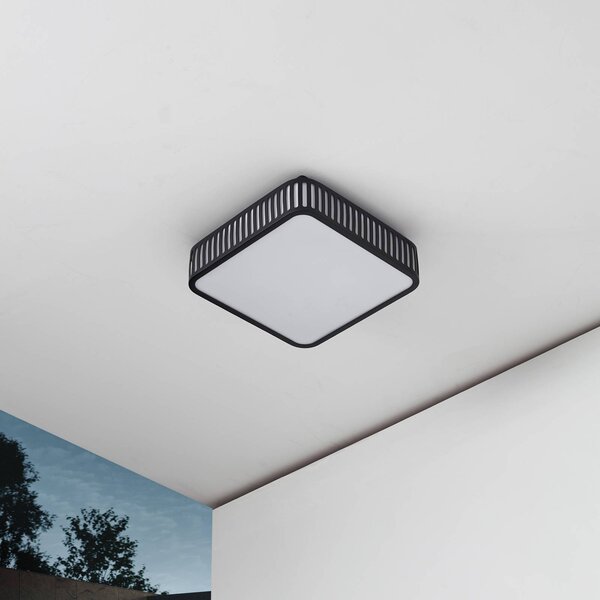 Lindby Lampa sufitowa zewnętrzna LED Lurinda, 26 cm czarna, IP44 Lurinda, czarny, aluminium, nowoczesny