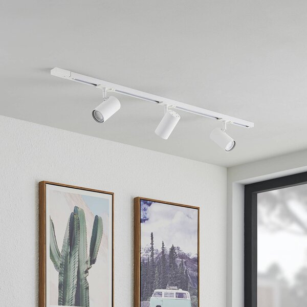 Lindby 1-fazowy system szynowy Linaro, GU10, 3-punktowy, biały Linaro Lindby, możliwość ściemniania, biały / opal, przedpokój, aluminium, nowoczesny