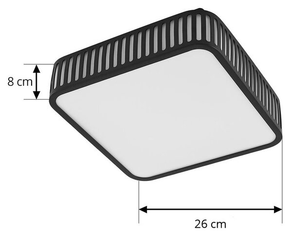 Lindby Lampa sufitowa zewnętrzna LED Lurinda, 26 cm czarna, IP44 Lurinda, czarny, aluminium, nowoczesny