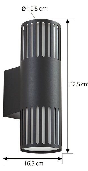 Kinkiet zewnętrzny Lurinda Lindby, możliwość ściemniania, czarny, aluminium, nowoczesny