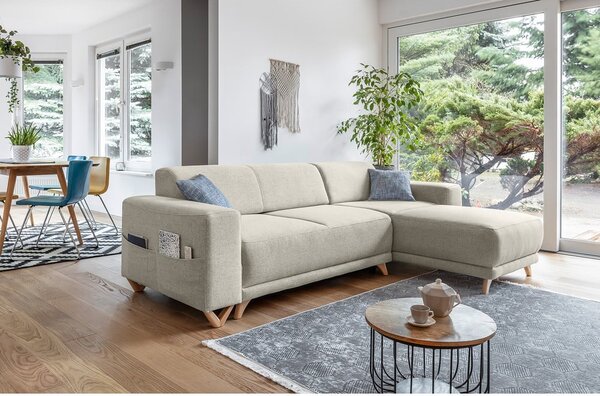 Beżowy rozkładany/ze schowkiem narożnik Classy Sophie – Miuform