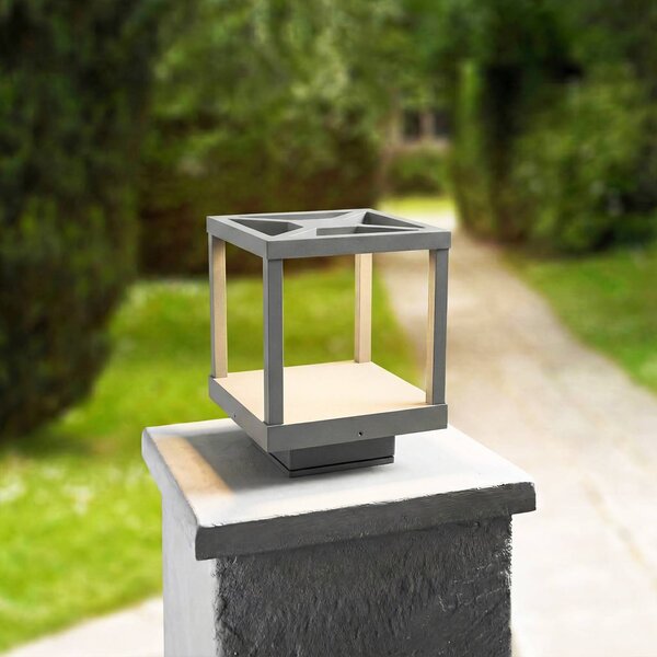 Lampa ogrodowa stojąca Lealan Lucande, aluminiowy / szary / cynkowy, aluminium, nowoczesny