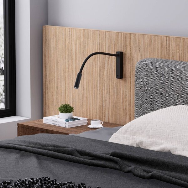 Molto Luce Kinkiet LED Arol, czarny, sypialnia, aluminium, nowoczesny