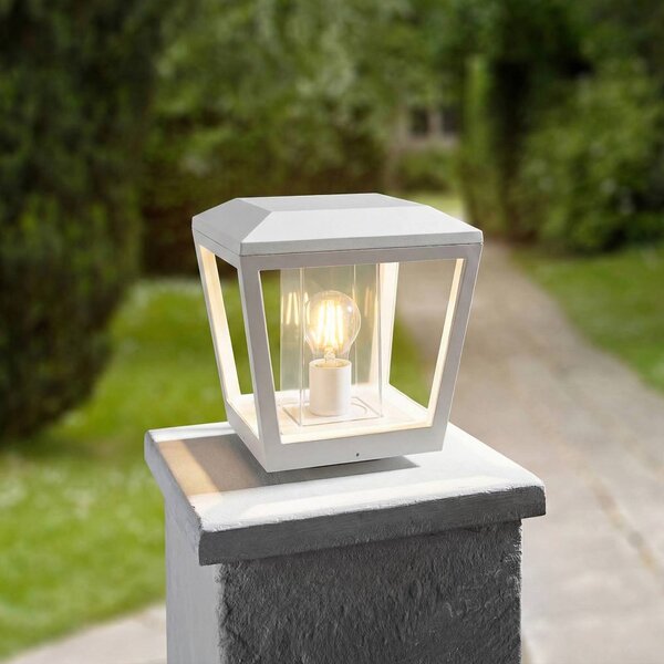 Lampa ogrodowa stojąca Dunia Lucande, możliwość ściemniania, biały / opal, aluminium, nowoczesny