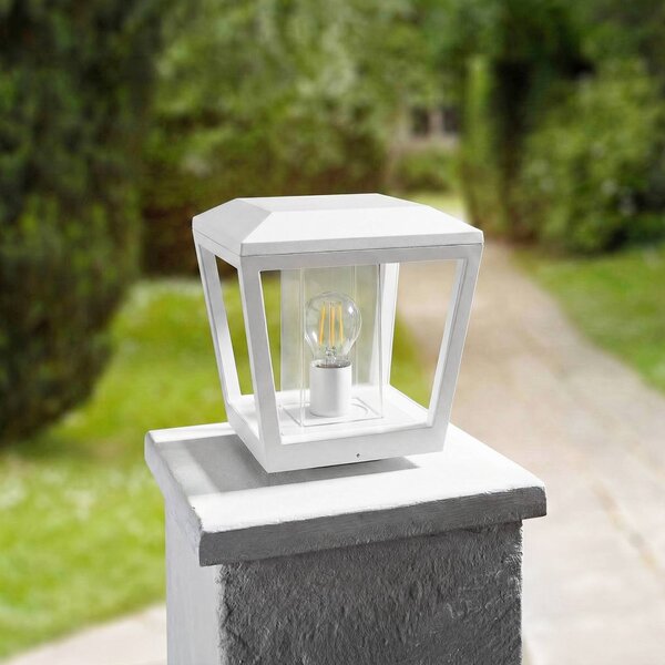 Lampa ogrodowa stojąca Dunia Lucande, możliwość ściemniania, biały / opal, aluminium, nowoczesny