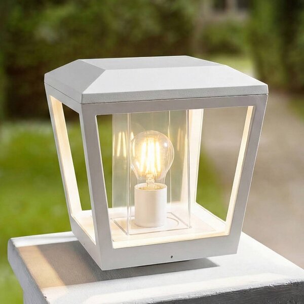 Lampa ogrodowa stojąca Dunia Lucande, możliwość ściemniania, biały / opal, aluminium, nowoczesny