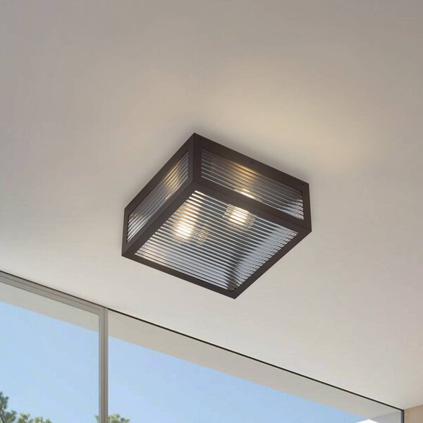 Lampa sufitowa zewnętrzna Lindby Bolgar, czarna, metal, szkło Bolgar Lindby, możliwość ściemniania, czarny, metal, nowoczesny