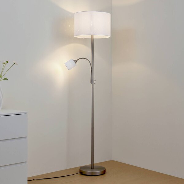 Lampa stojąca Jaileen Lindby, biały / opal, salon / jadalnia, metal, nowoczesny