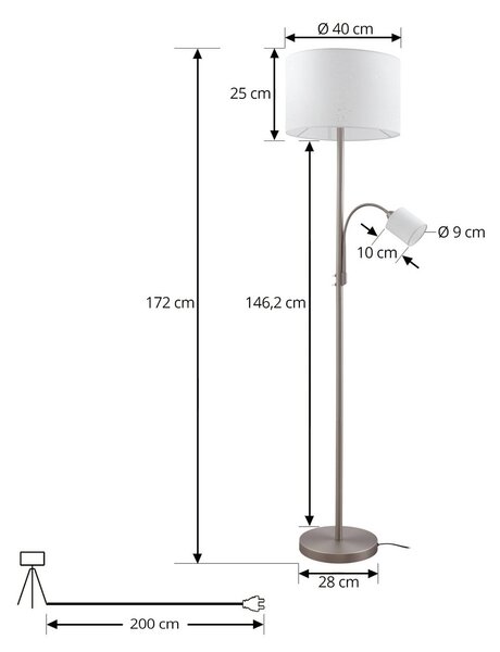 Lampa stojąca Jaileen Lindby, biały / opal, salon / jadalnia, metal, nowoczesny