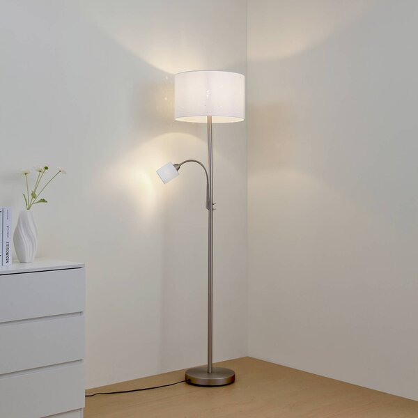 Lampa stojąca Jaileen Lindby, biały / opal, salon / jadalnia, metal, nowoczesny