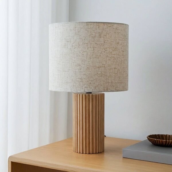 Lampa stołowa Kimiko Lindby, jasne drewno, salon / jadalnia, drewno, skandynawski