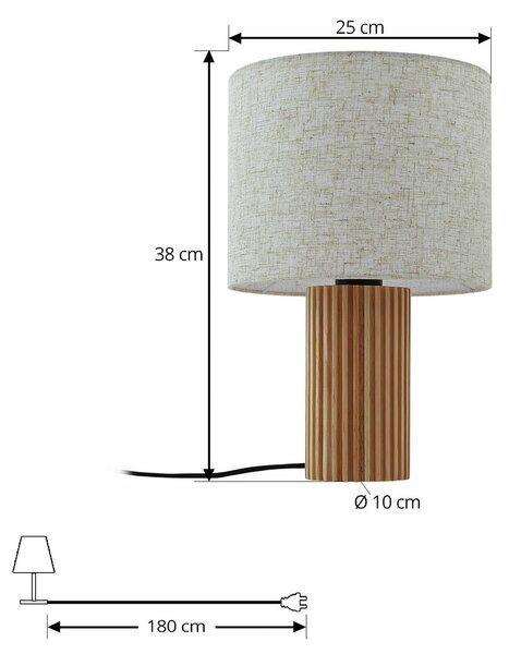 Lampa stołowa Kimiko Lindby, jasne drewno, salon / jadalnia, drewno, skandynawski