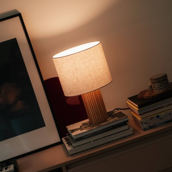 Lampa stołowa Kimiko Lindby, jasne drewno, salon / jadalnia, drewno, skandynawski