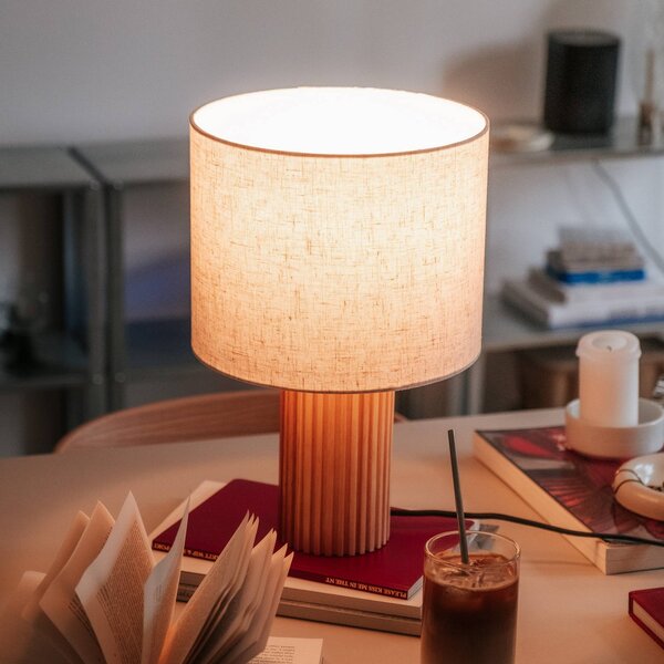 Lampa stołowa Kimiko Lindby, jasne drewno, salon / jadalnia, drewno, skandynawski