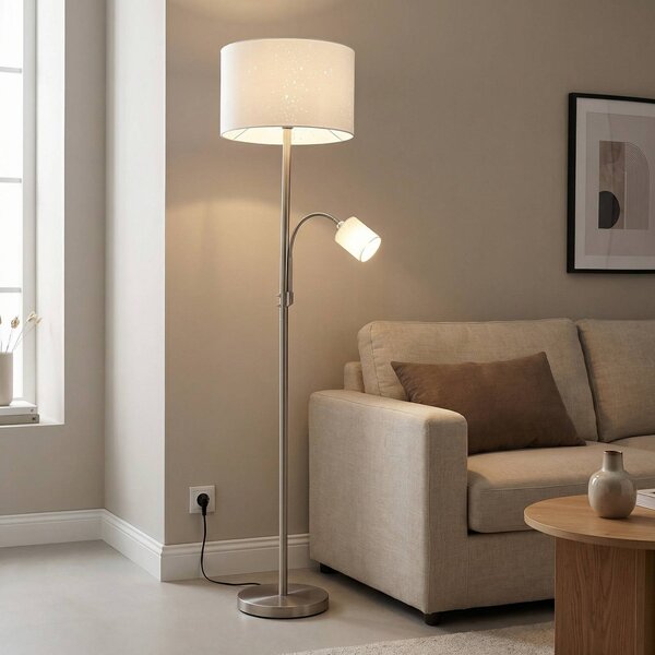 Lampa stojąca Jaileen Lindby, biały / opal, salon / jadalnia, metal, nowoczesny
