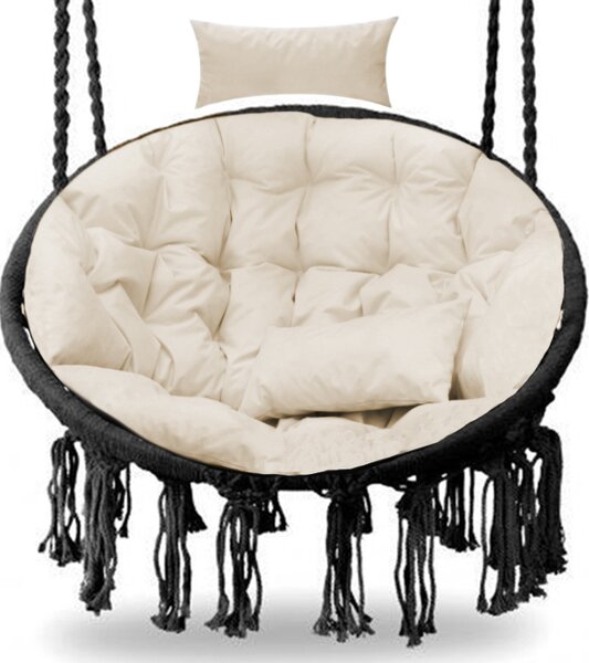 Poduszka na fotel wiszący, tapicerka na huśtawkę Polyrattan / rattan, okrągła poduszka na kosz wiszący, poduszka na plecy-XXL 110cm-beżowa