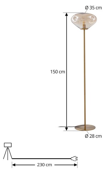 Lampa stojąca Lelia Lindby, kremowy / amber, salon / jadalnia, szkło, design