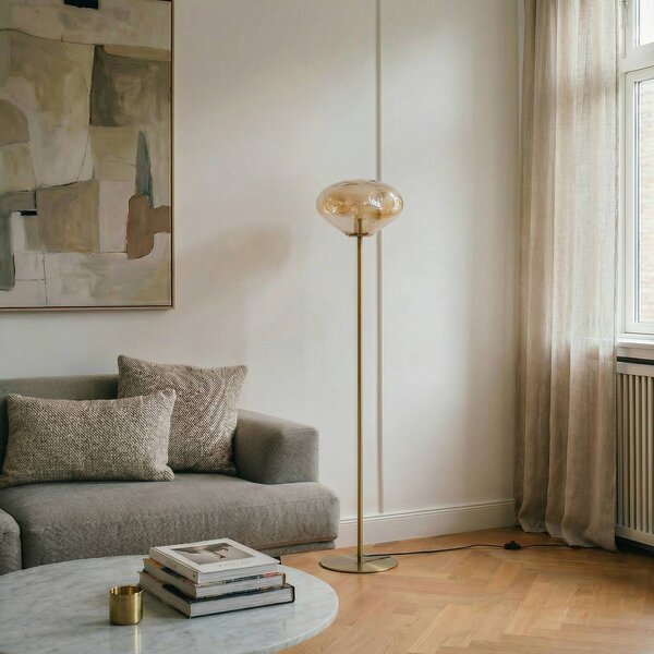 Lampa stojąca Lelia Lindby, kremowy / amber, salon / jadalnia, szkło, design