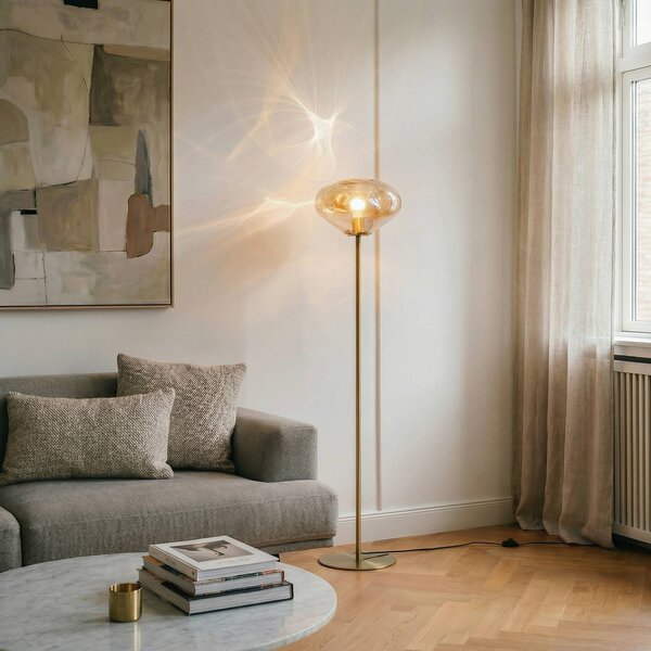 Lampa stojąca Lelia Lindby, kremowy / amber, salon / jadalnia, szkło, design