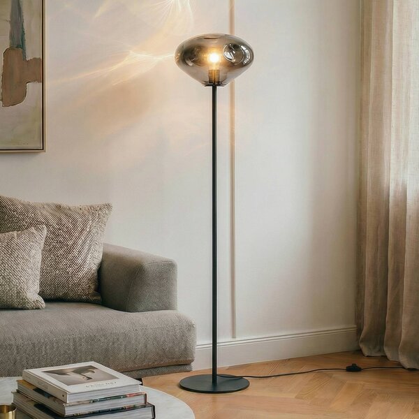 Lampa stojąca Lelia Lindby, aluminiowy / szary / cynkowy, salon / jadalnia, szkło, design