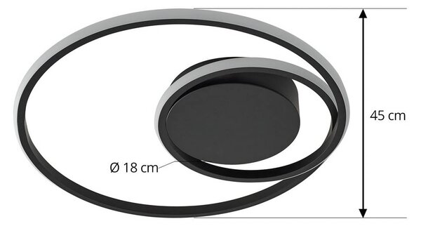 Lampa sufitowa LED Kyron Lindby, możliwość ściemniania, czarny, salon / jadalnia, aluminium, nowoczesny